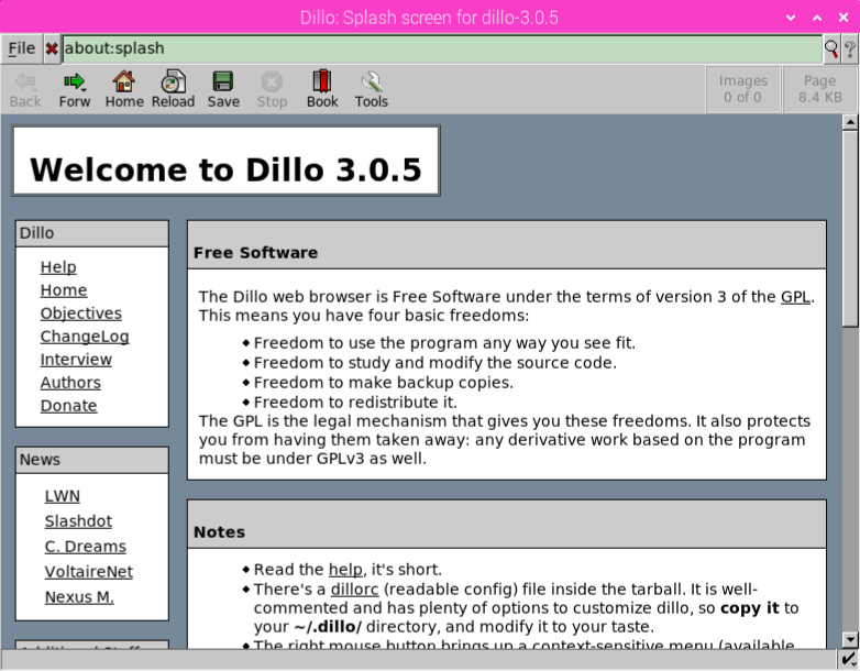 The dillo web browser.