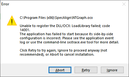 Installation error message.