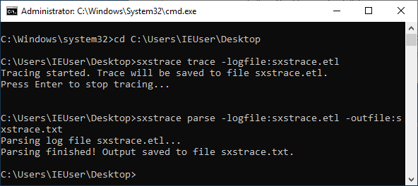 Using command prompt to generate the log file.